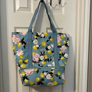 Victoria's Secret Lunch Floral Lemon Tote Bag - Blue